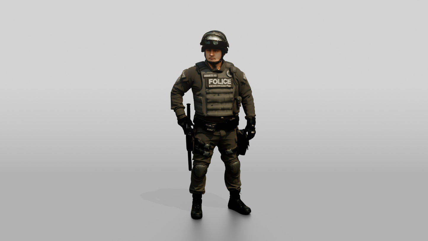 Riot Police Officers Standing in Formation