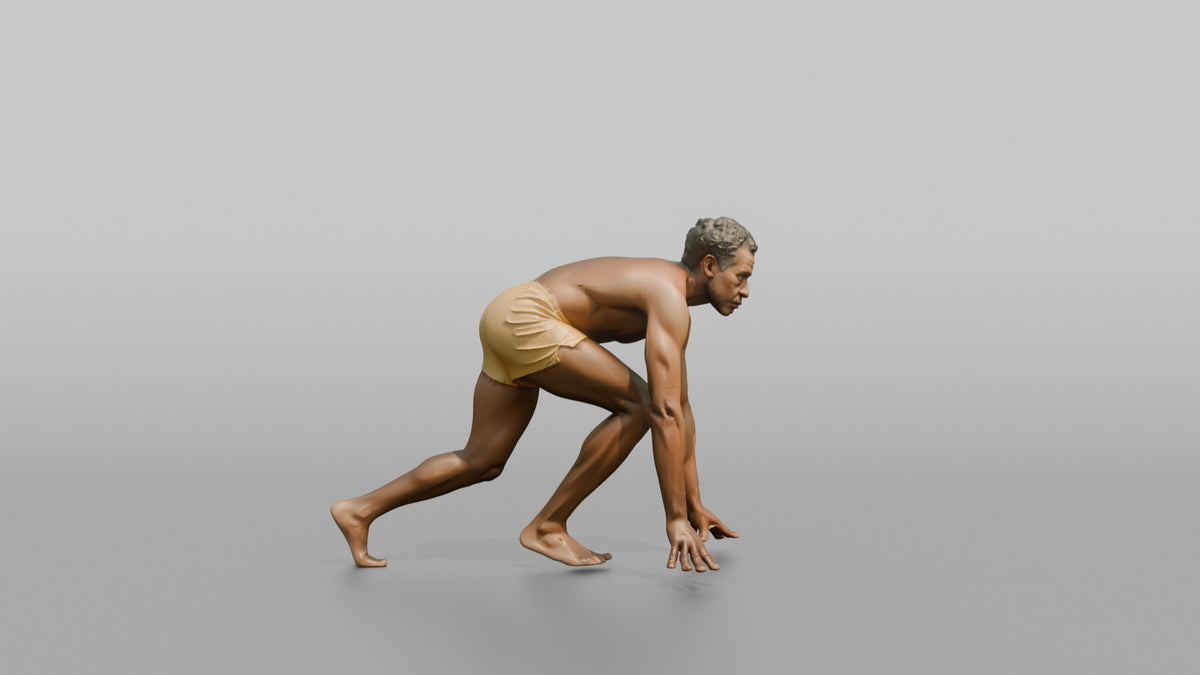 Cardio Athlete Man In A Starting Sprinter's Crouch - 3D character model, view 5