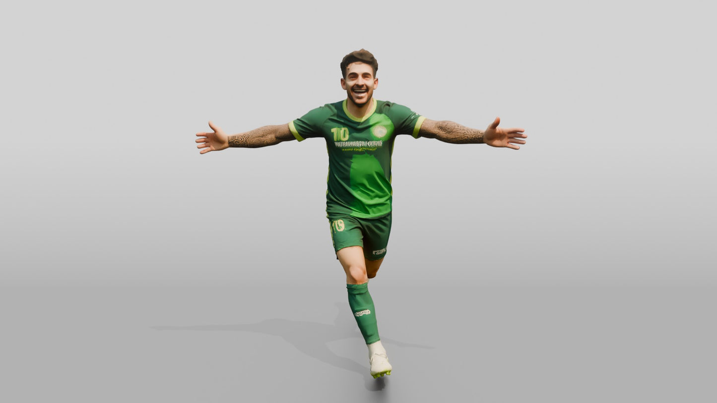 Soccer Player Running with Open Arms