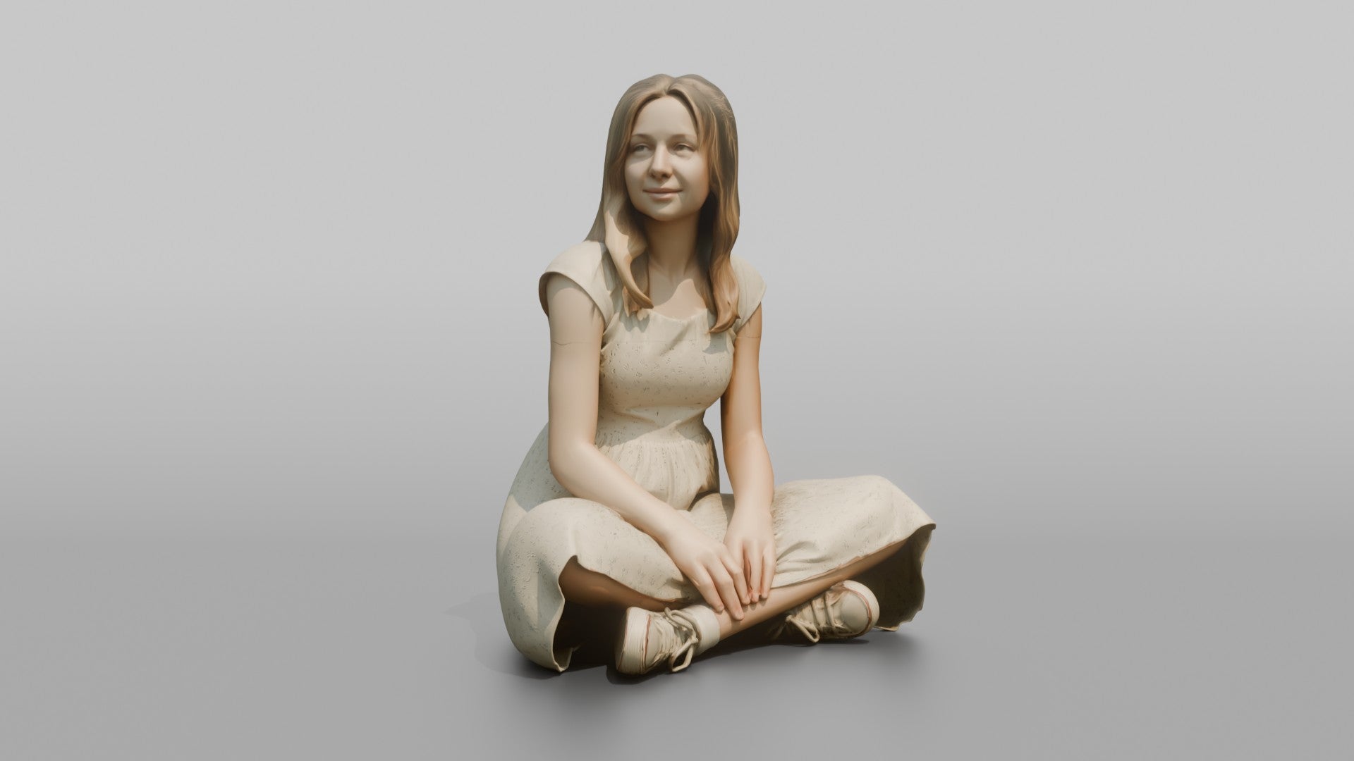 British Teenage Girl Sitting in a Summer Dress