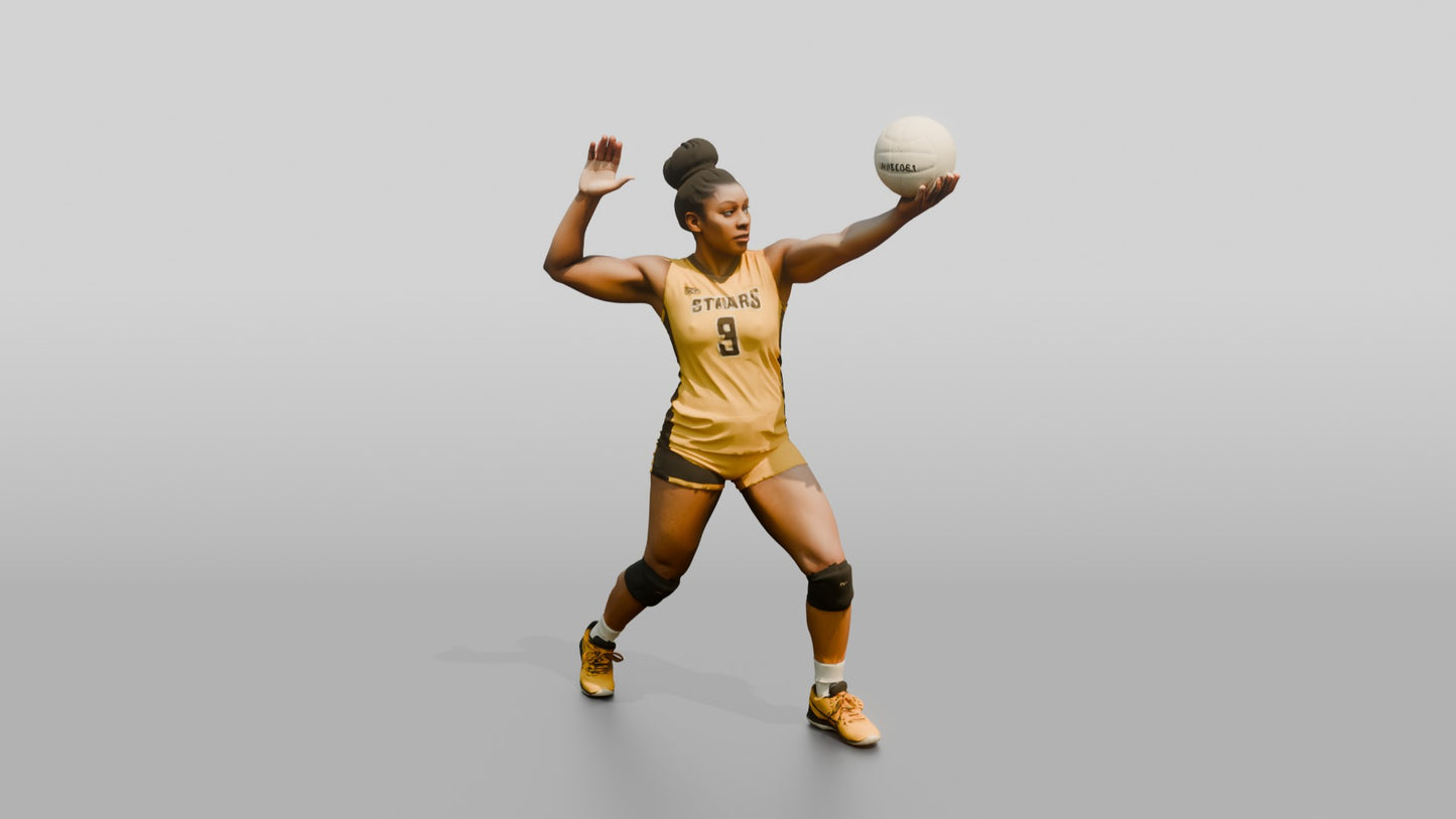 Black Female Volleyball Player in Yellow Uniform