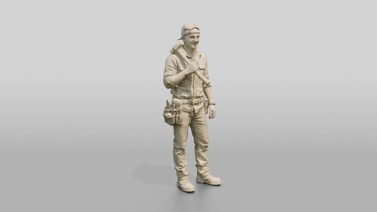 Construction Worker Man 86 - wireframe topology preview