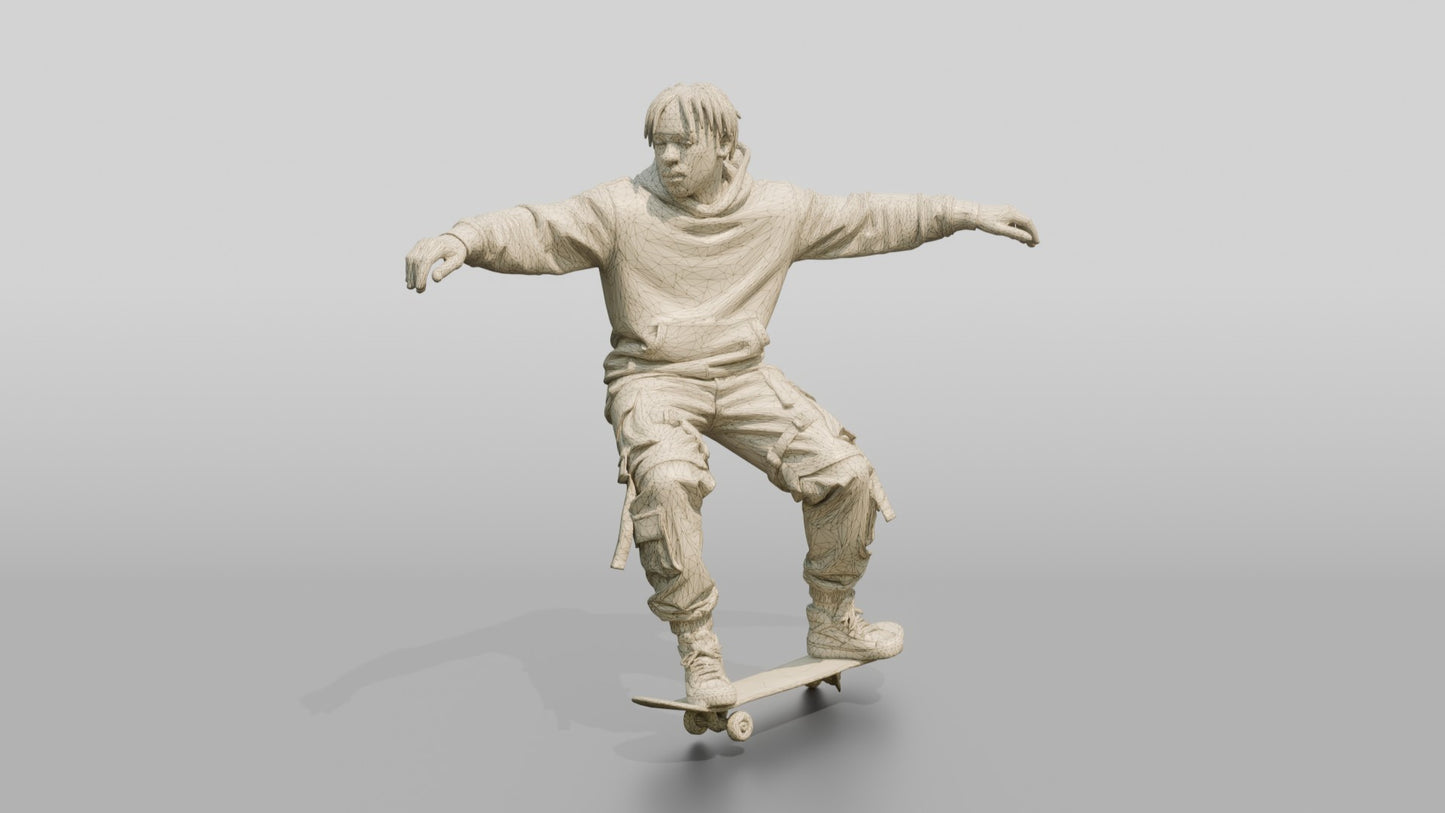 Skateboarder Man Balancing Trick Pose