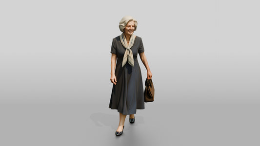 Elderly Curvy Italian Woman Holding an Elegant Handbag - 3D character model, view 1