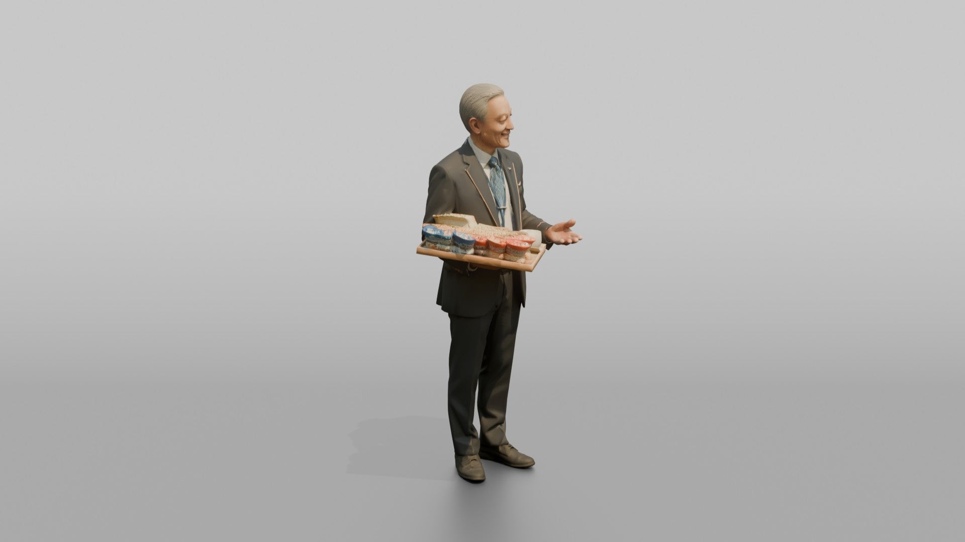 Caucasian Flight Attendant Checking Baggage Tags