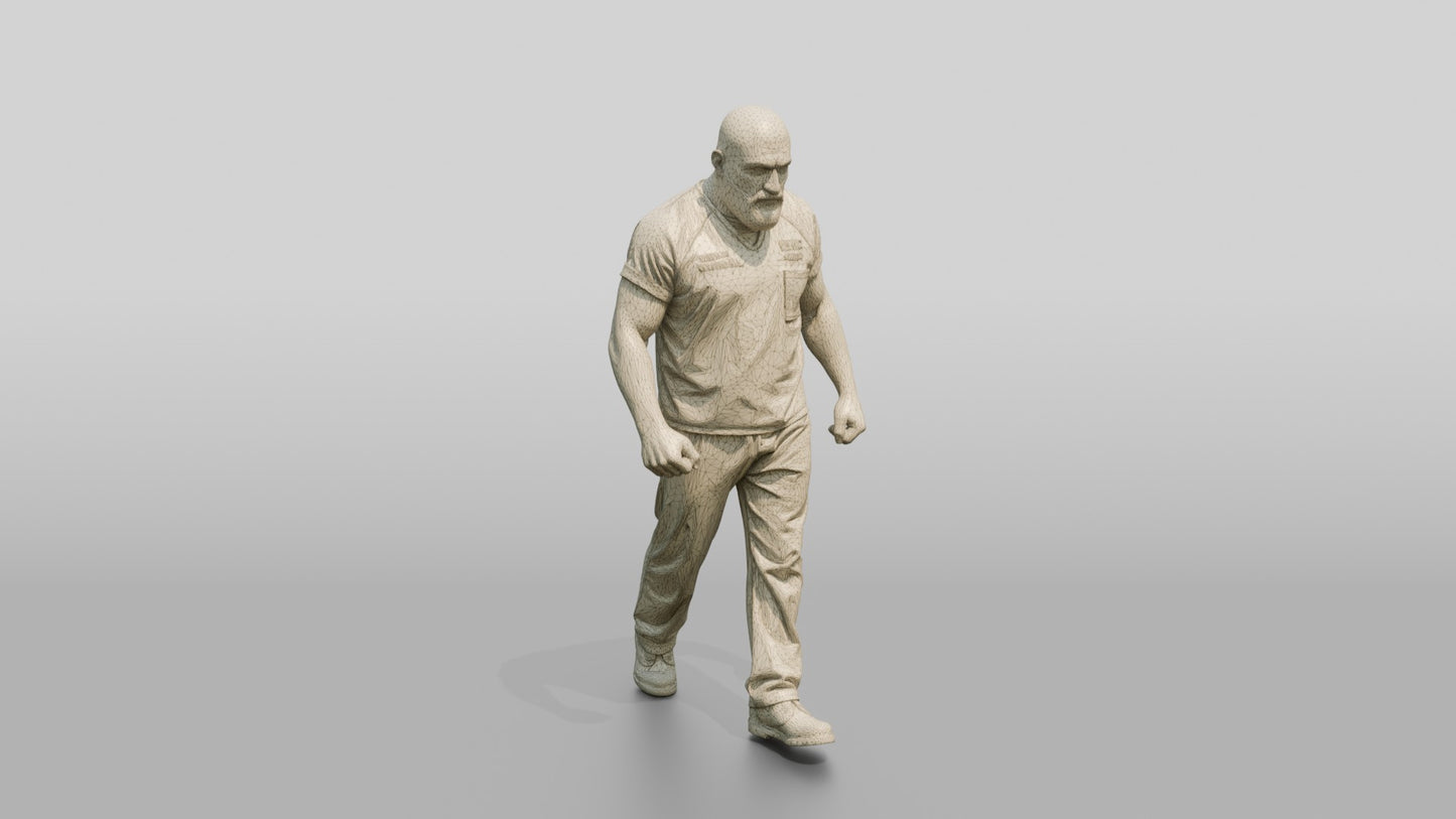 Middle Eastern Male Prisoner Pacing Forward