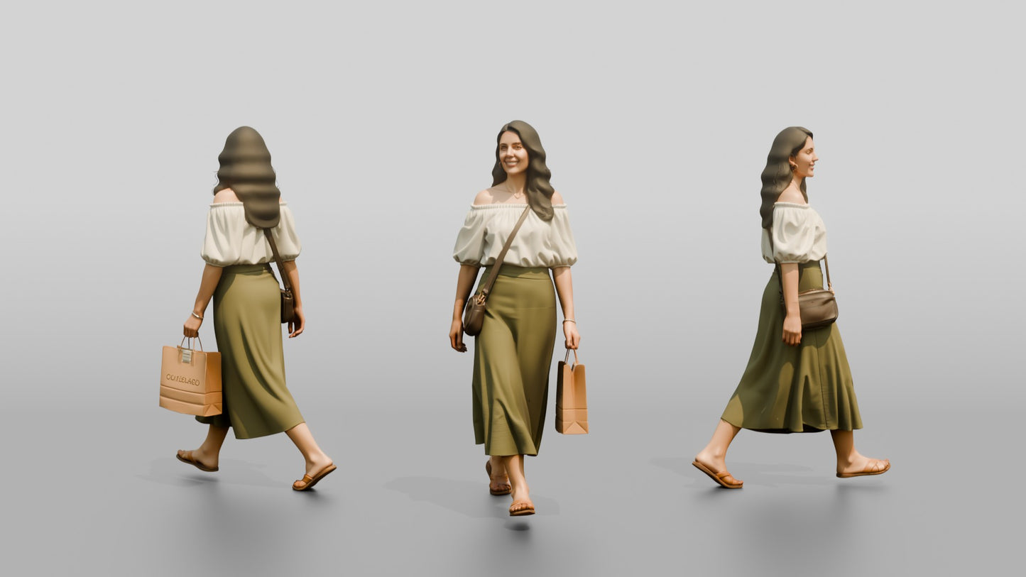Slender Croatian Woman Carrying a Leather Purse