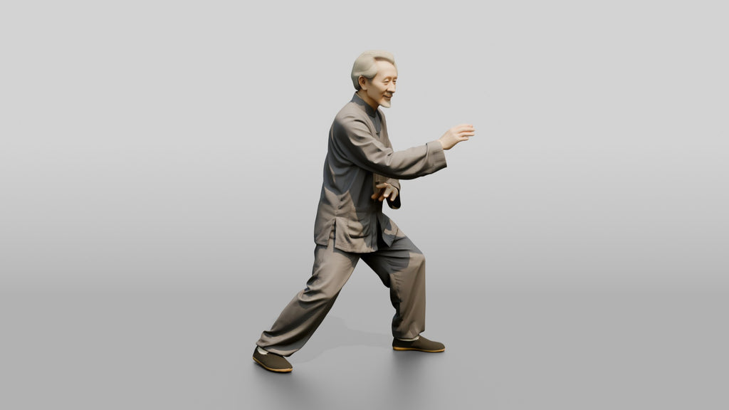 Elderly Chinese Man Practicing Tai Chi