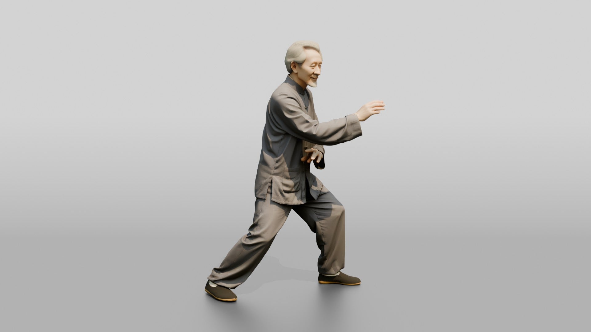 Elderly Chinese Man Practicing Tai Chi