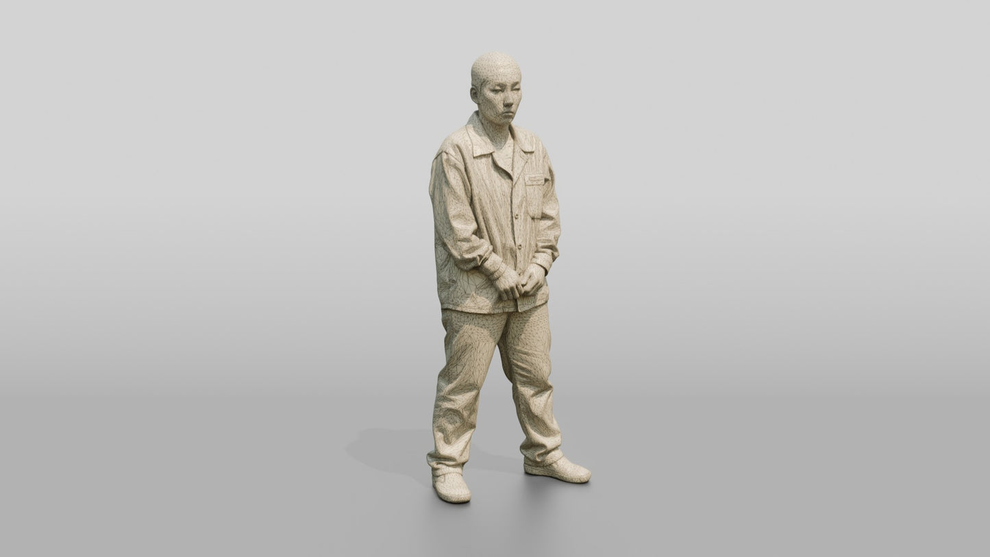 East Asian Female Prisoner in a Khaki Uniform