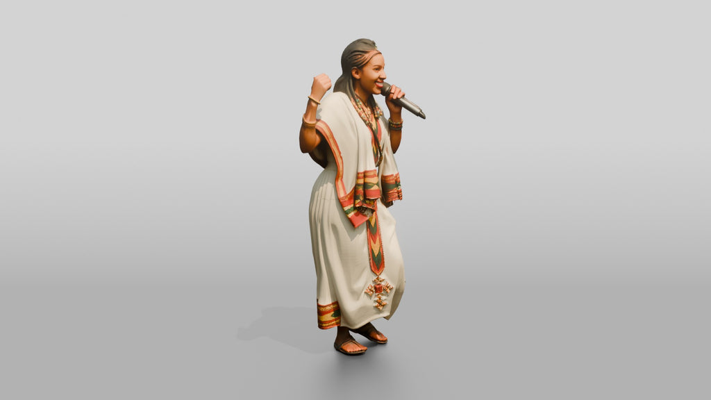 Traditional Singer Performing Shoulder-Shimmy Dance