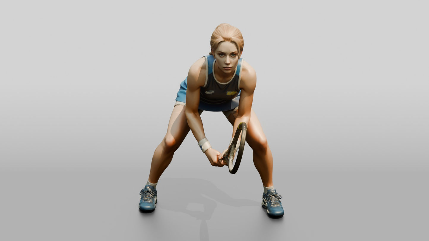 Female Tennis Player Leaning into a Ready Position