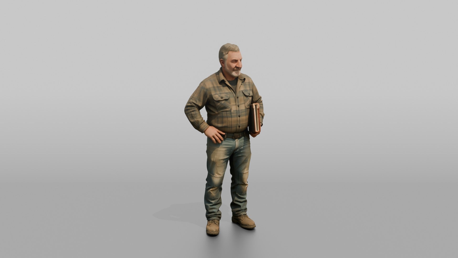 Farmer Standing Hands On Hips Holding Leather