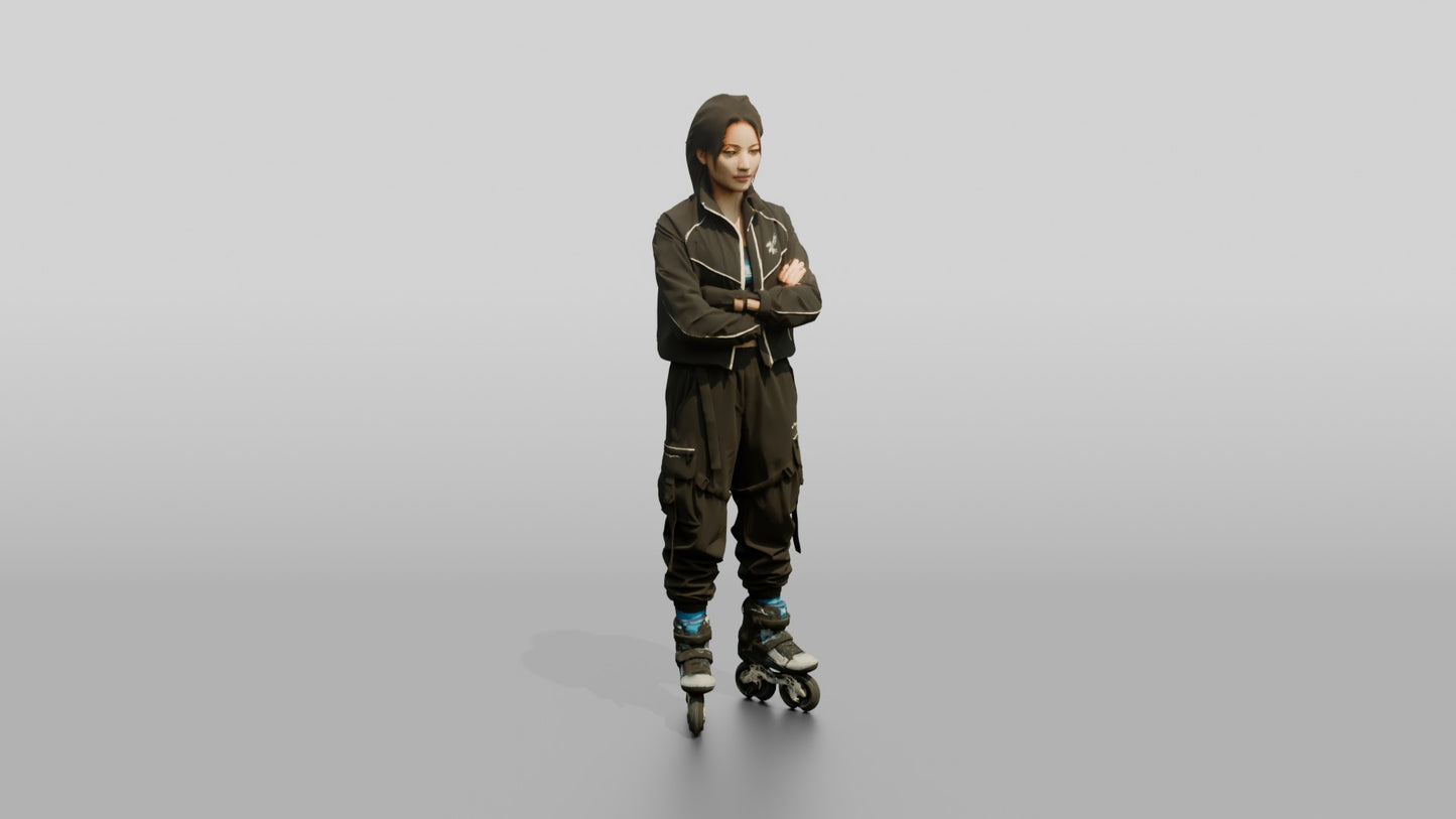 Inline Skater Woman in Cropped Jacket