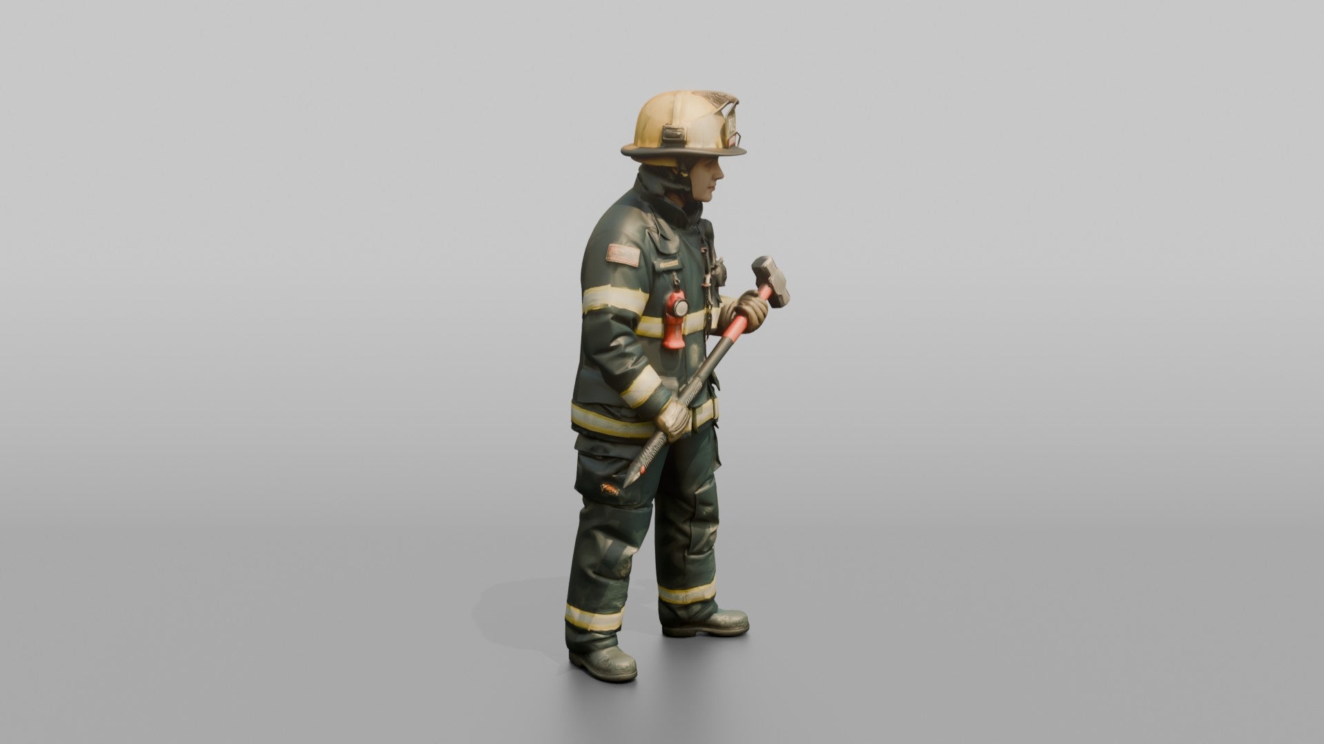 Firefighter Woman Holding a Glass-breaker Entry Tool