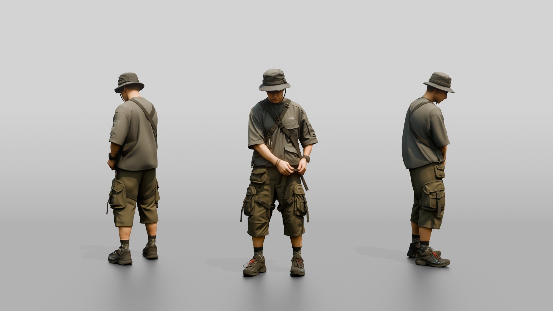 Techwear Man with Crossbody Harness
