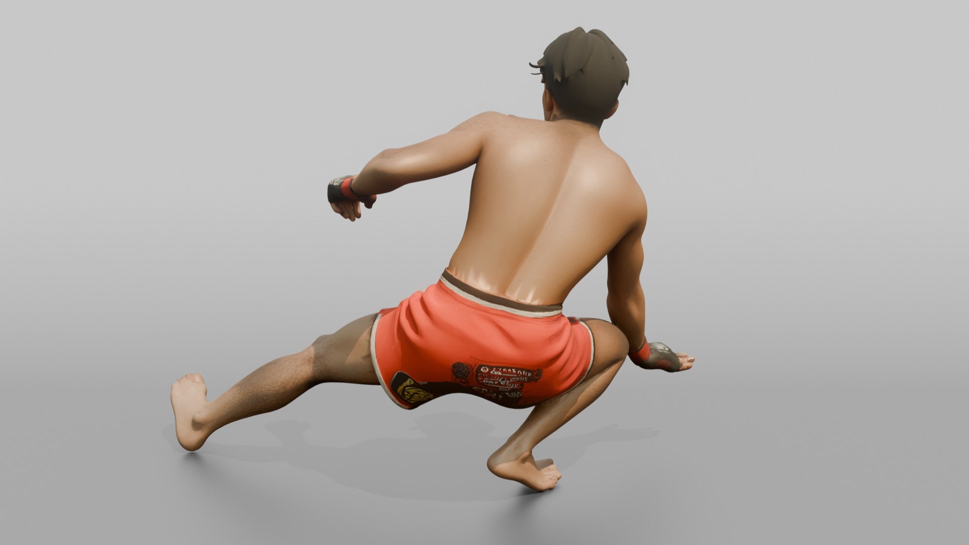 MMA Fighter Low Sweeping Evasive Maneuver