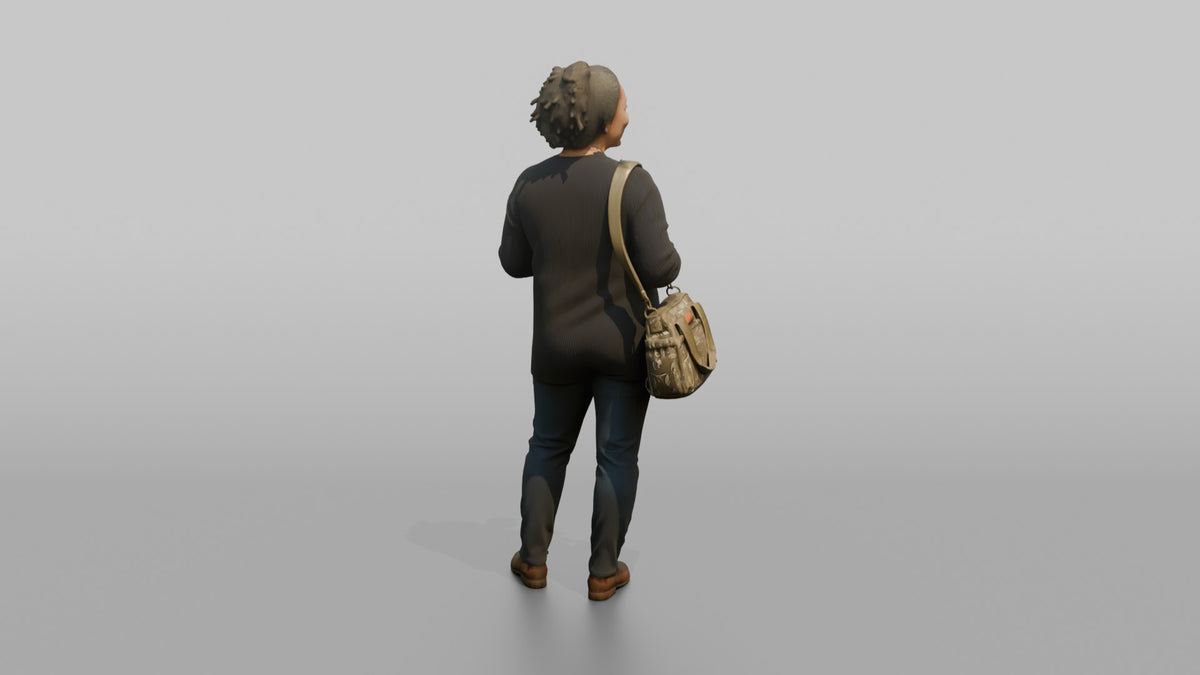 Mother Carrying A Diaper Bag And A Coffee Cup - 3D character model, view 3