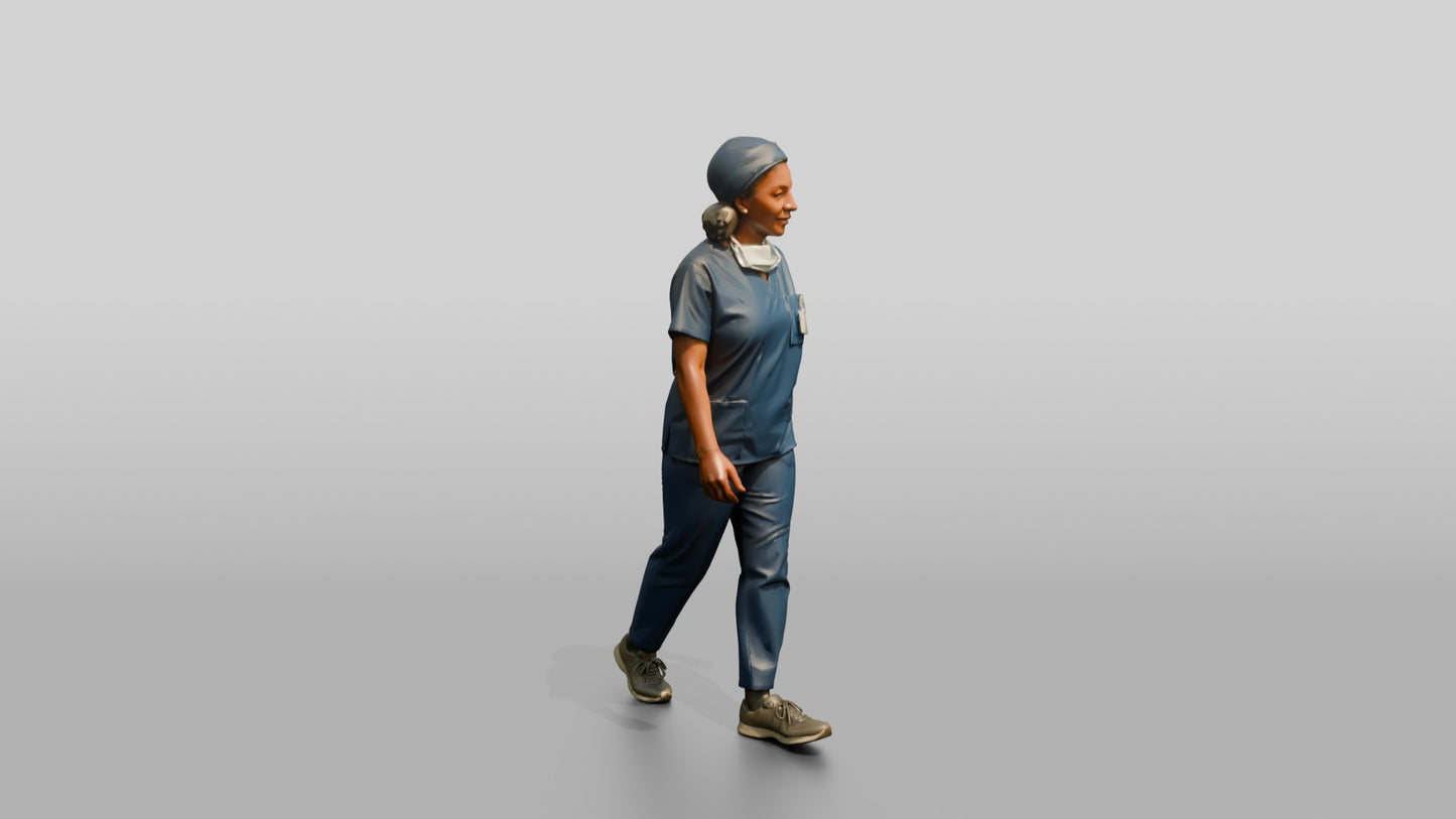 Older Black Woman Doctor Walking