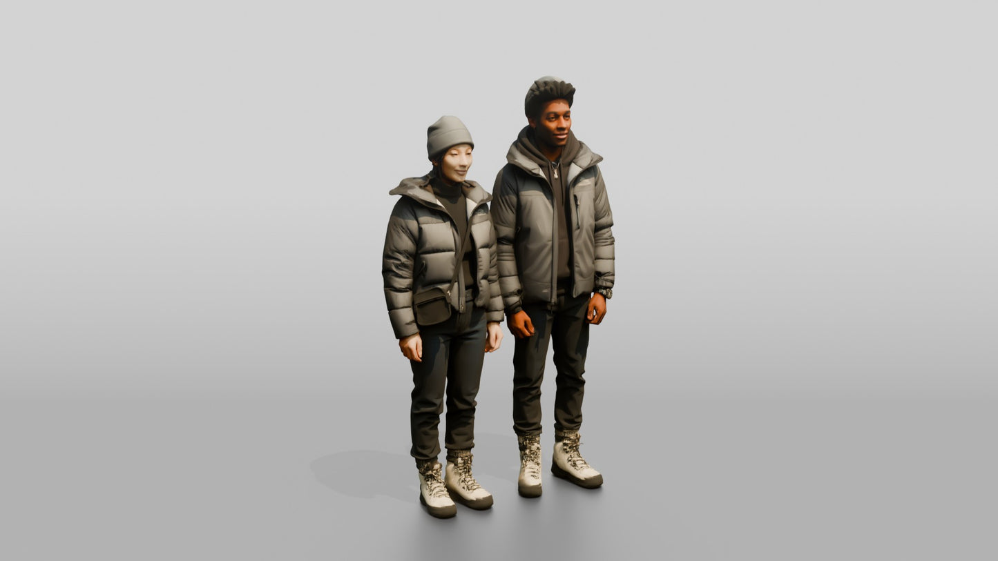Multicultural Couple in Winter Streetwear