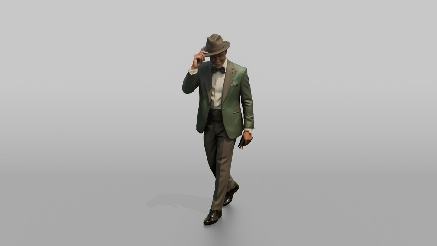 Wedding Guest Tipping His Fedora Hat