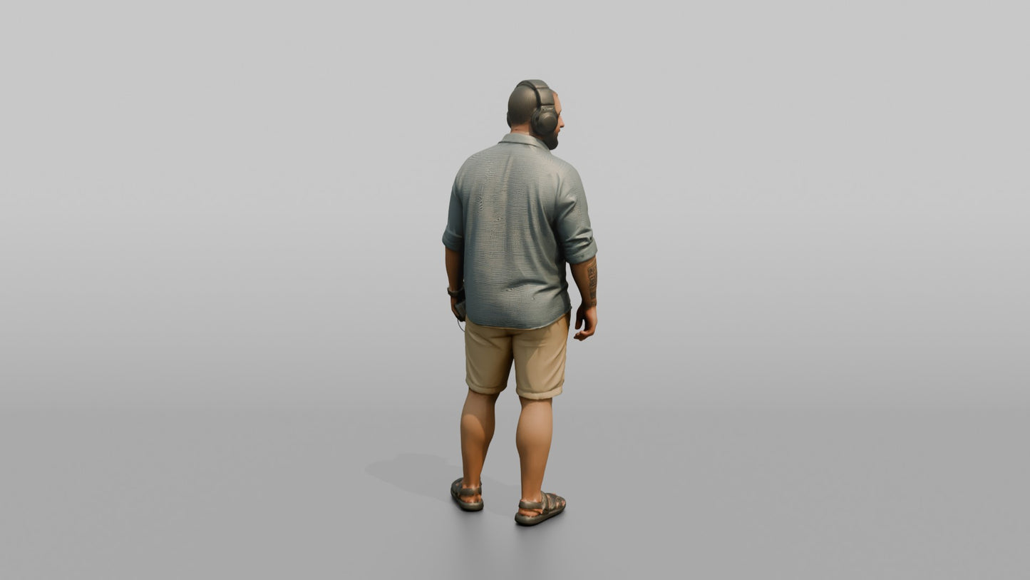 Vacationer Wearing Breezy Button Up Shirt And Khaki