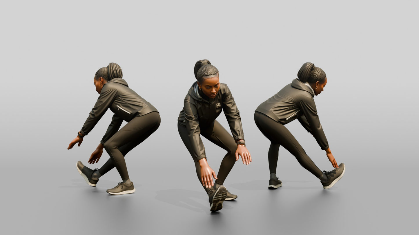 Black Woman Stretching in Waterproof Shell