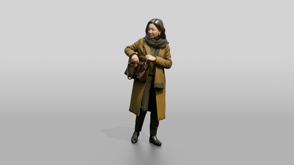 Woman Reaching Into Her Handbag
