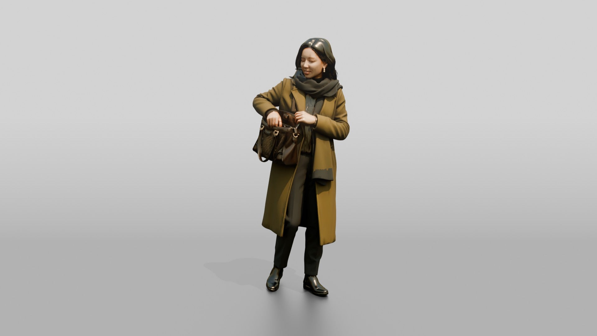 Woman Reaching Into Her Handbag