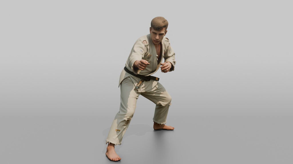 Judo Practitioner Tense Clinch Control Stance