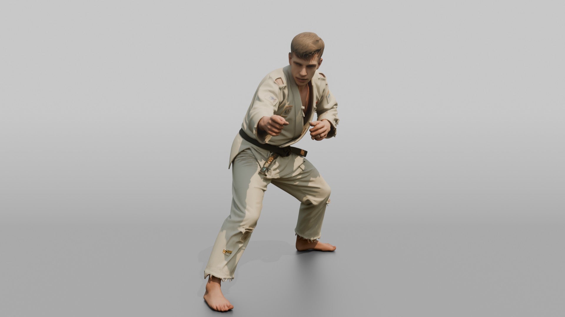 Judo Practitioner Tense Clinch Control Stance