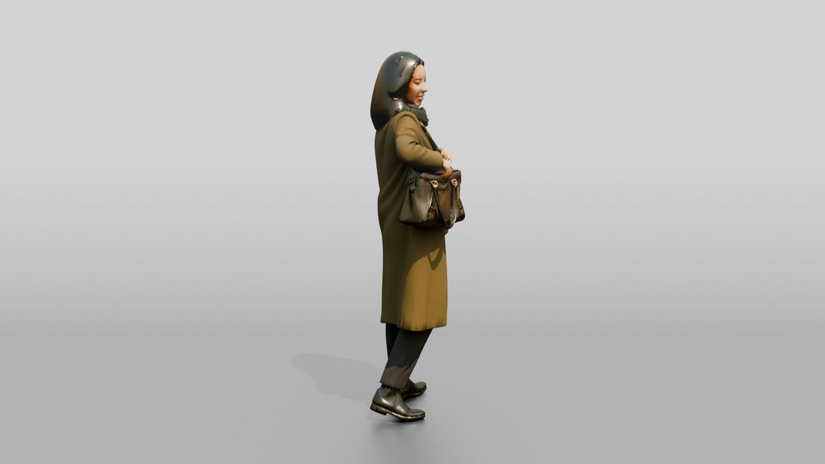 Woman Reaching Into Her Handbag - 3D character model, view 2