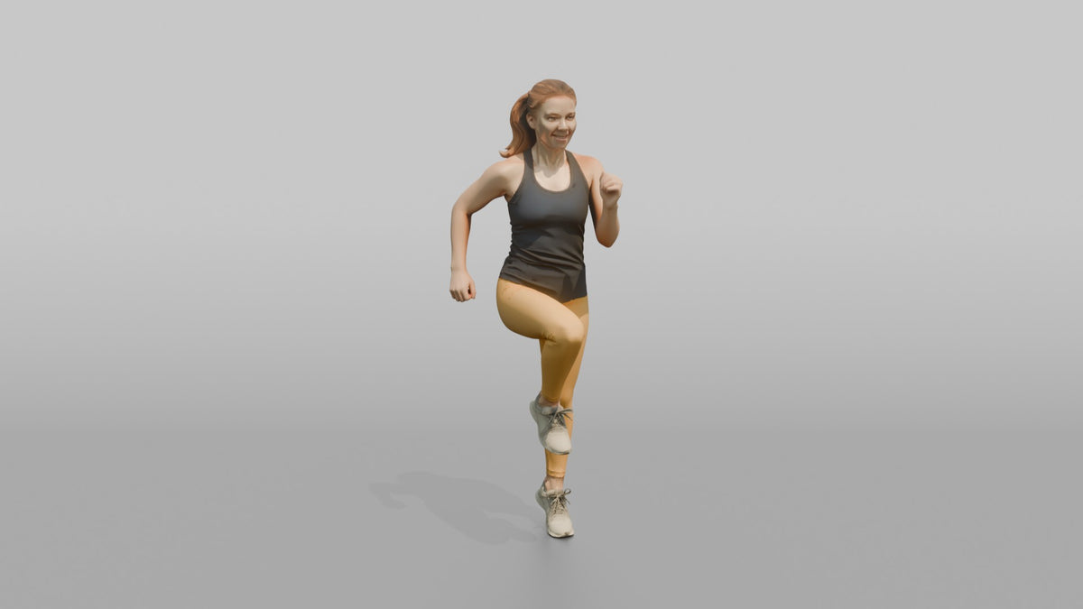 Cardio Athlete Woman Jogging In Place, Arms Bent - 3D character model, view 5
