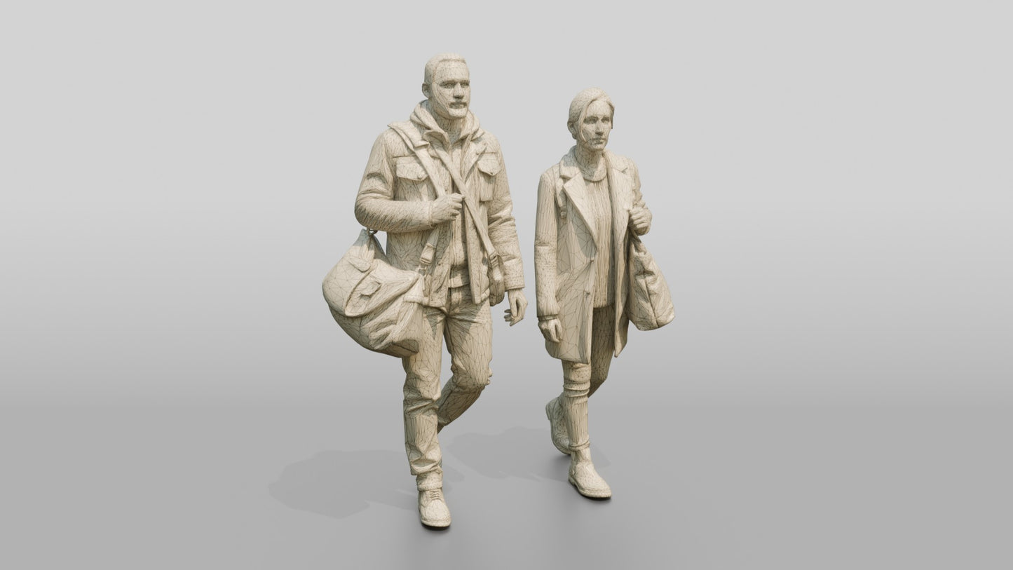 African-European Couple Walking