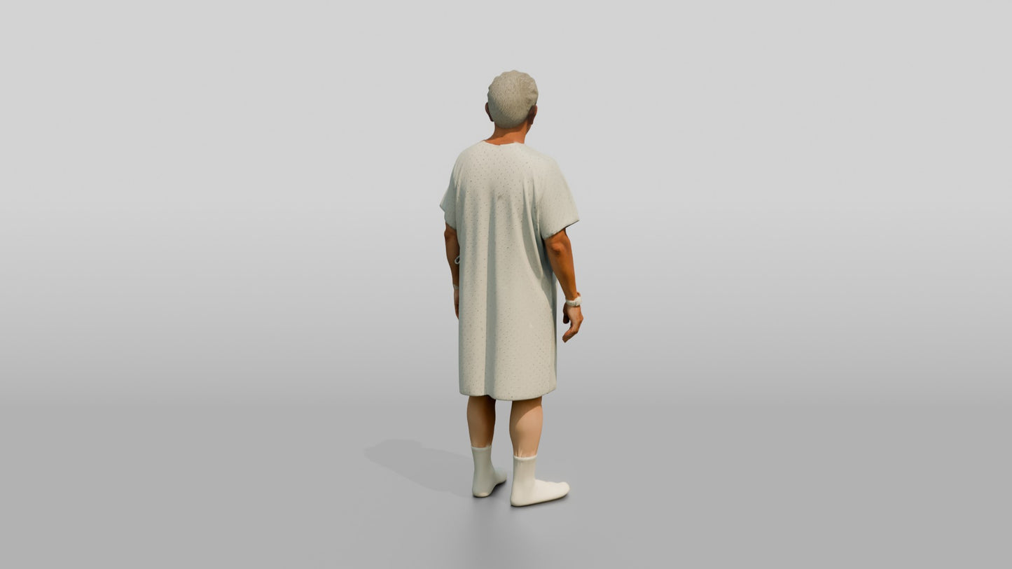 Elderly Man Patient Standing in a Gown