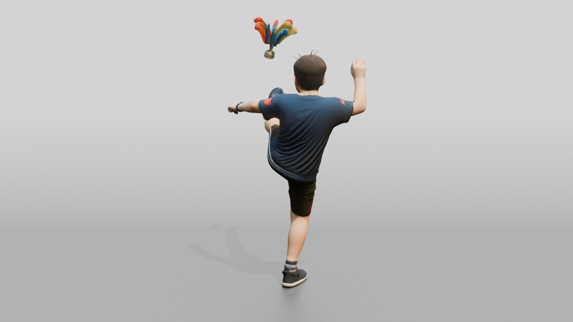 Chinese Boy Playing Jianzi Shuttlecock