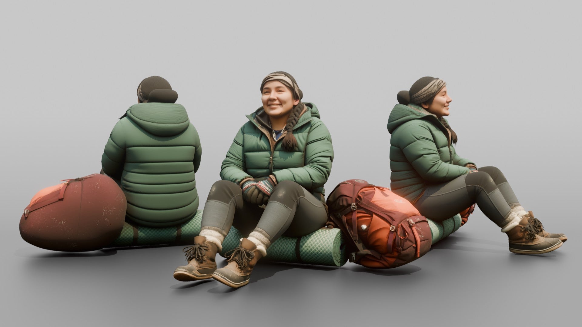 Hiker Sitting on a Rolled Foam Sleep Pad