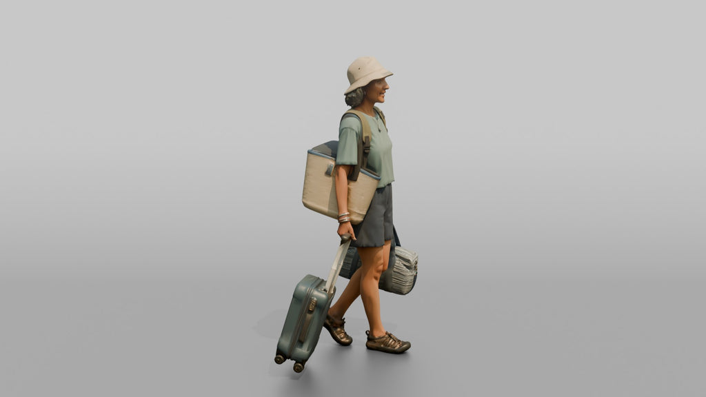 Traveler Carrying A Beach Bag