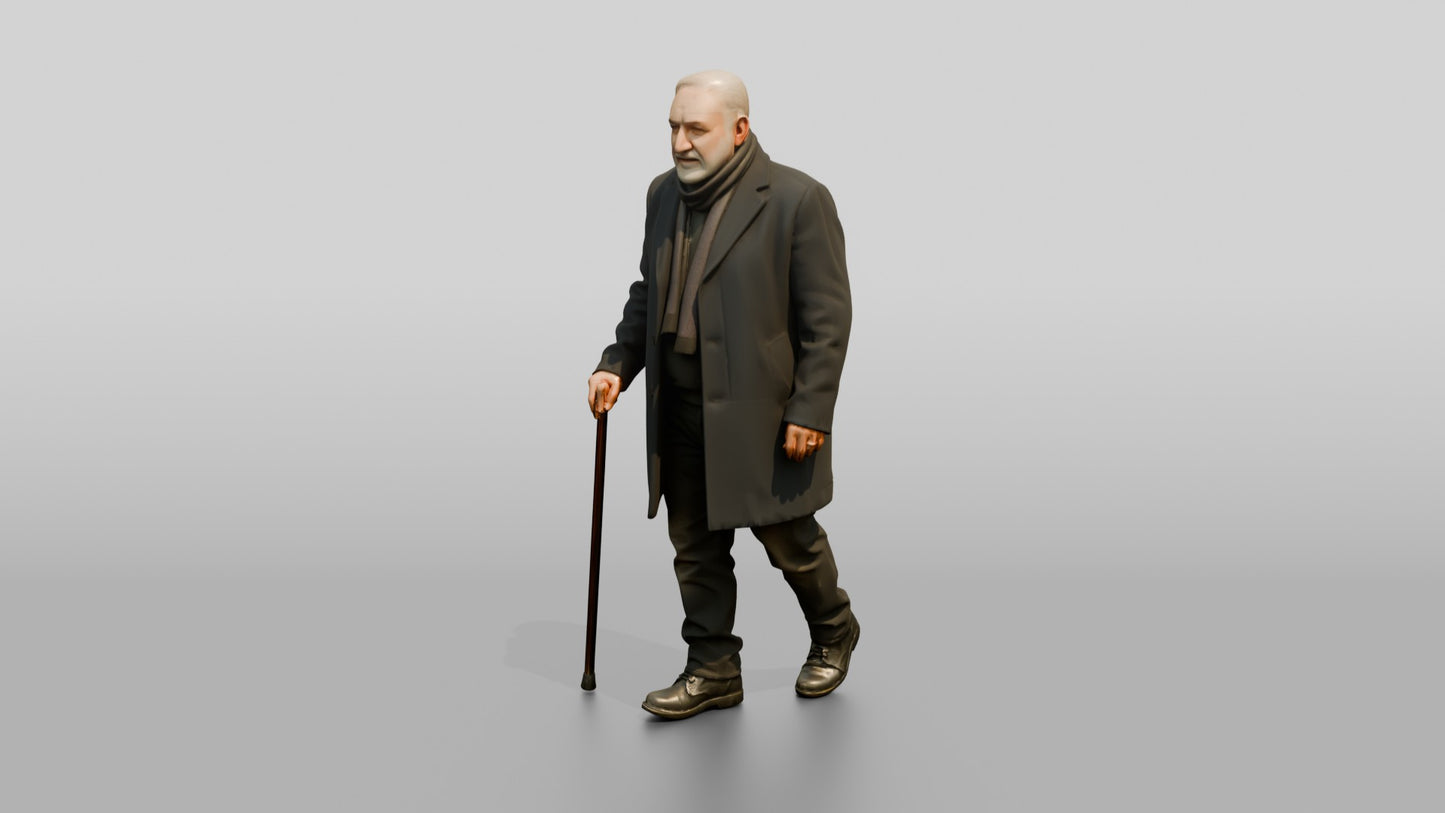 Elderly Middle Eastern Man in Wool Coat