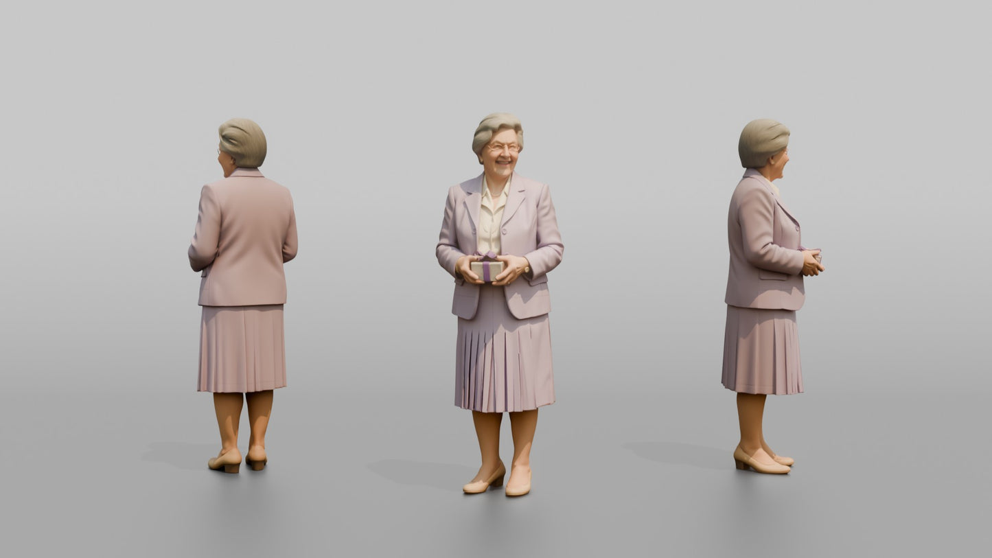 Elderly Wedding Guest Holding a Small Gift Box