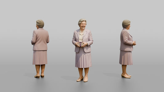 Elderly Wedding Guest Holding a Small Gift Box