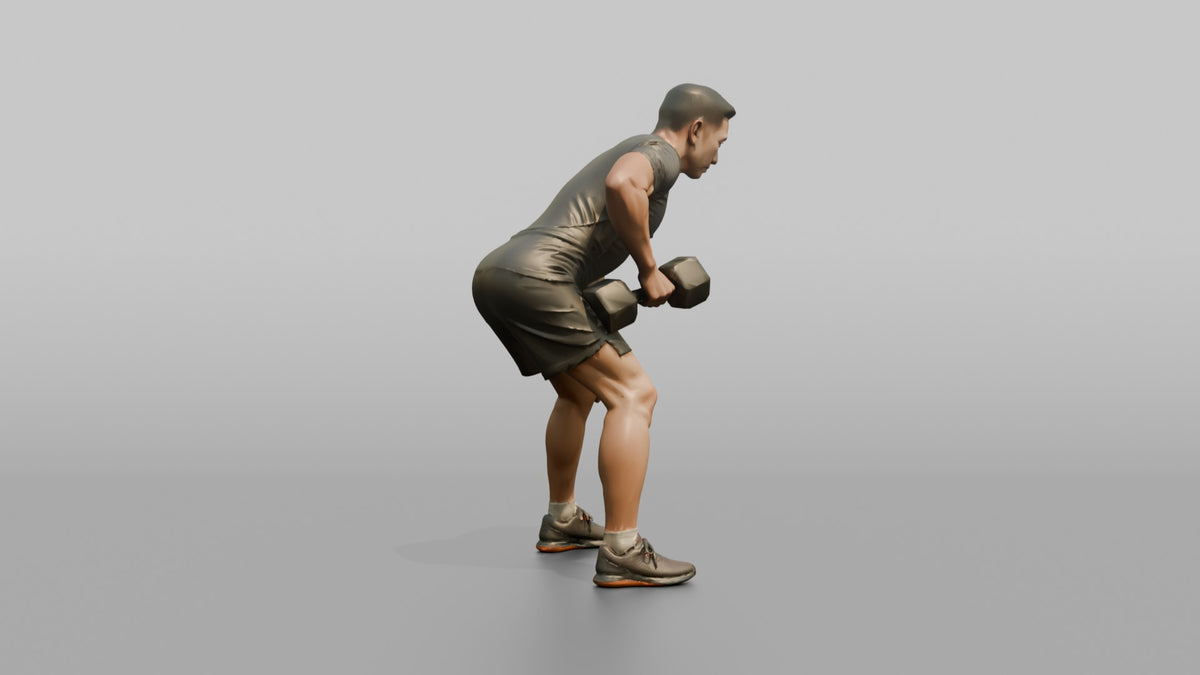 Weightlifter Man Performing A Bent-over Dumbbell Row - 3D character model