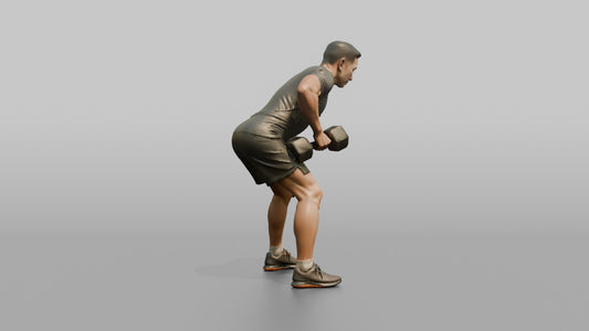 Weightlifter Man Performing A Bent-over Dumbbell Row - 3D character model