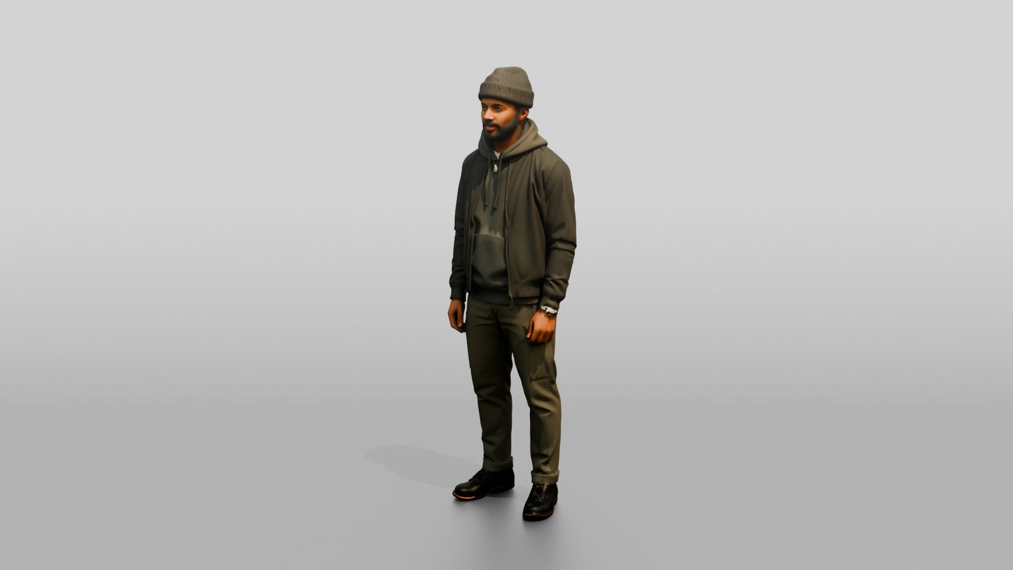 African-American Man in Heavy Hoodie and Bomber Jacket