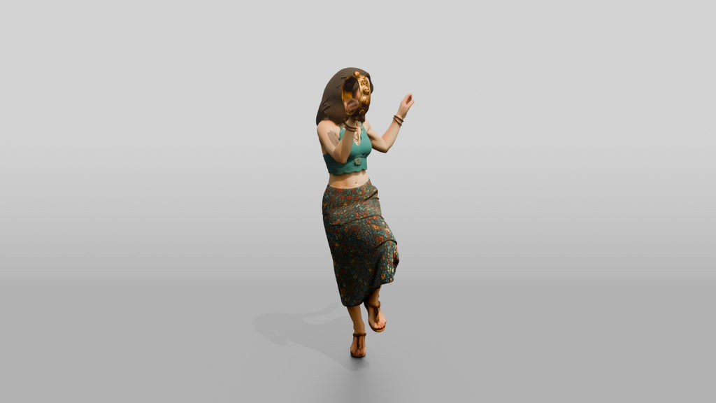 Boho Beach Dancer with a Tambourine