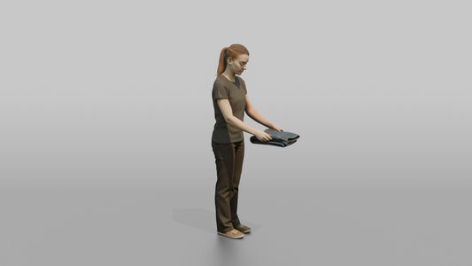 Woman Shop Assistant Folding A Pair Of Jeans - 3D character model