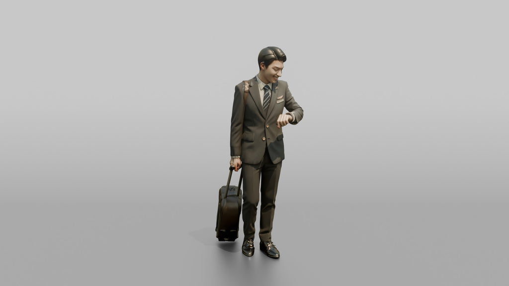 Caucasian Flight Attendant Giving a Polite Nod