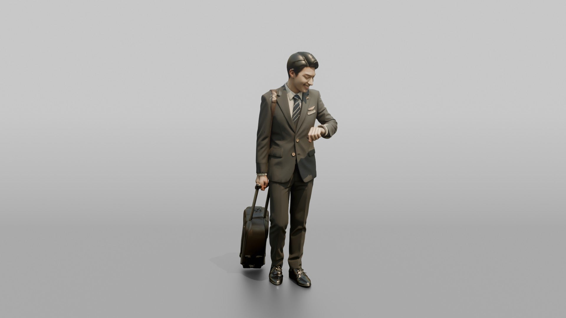 Caucasian Flight Attendant Giving a Polite Nod