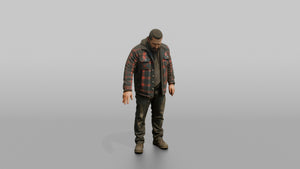 Protester Man Reaching Downward - 3D character model, view 1