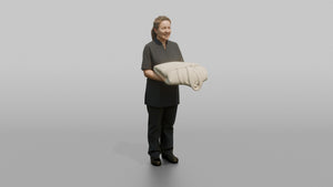 Housekeeping Staff Woman Holding A Folded Bathrobe - 3D character model